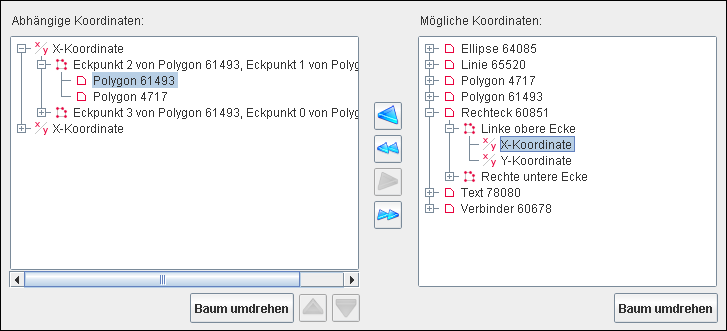 Die Dialogregisterkarte Abh&auml;ngige Koordinaten