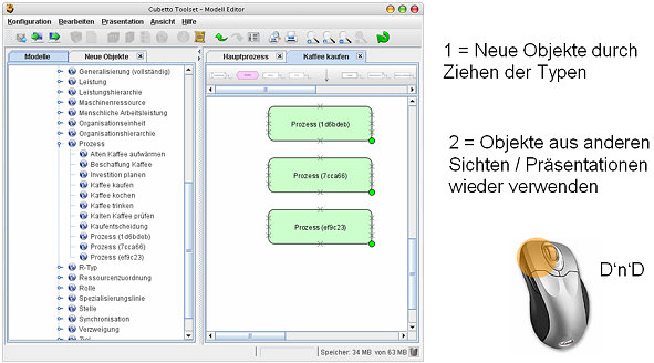 Objekte auf der Zeichenfl&auml;che erstellen