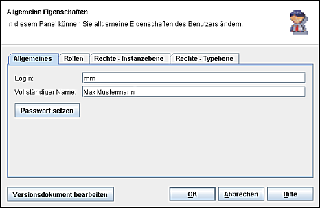 Der Editor f&uuml;r Benutzer, Rollen und Rechte