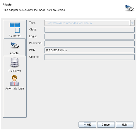 Settings for the model storage