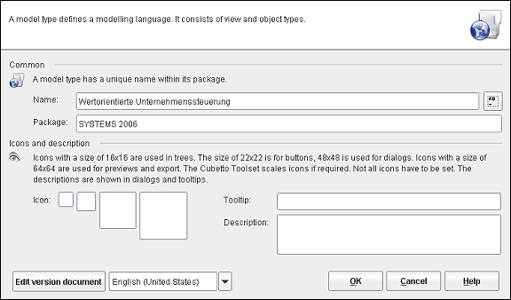 The model type editor