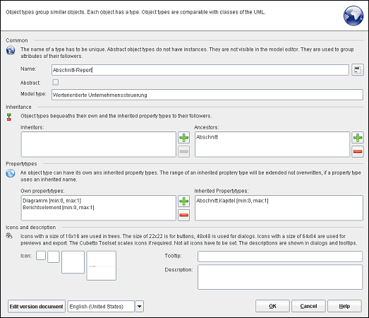 The object type editor