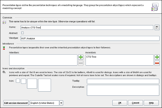 The presentation type editor