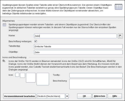 The column group type editor