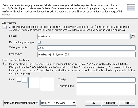 The row type editor