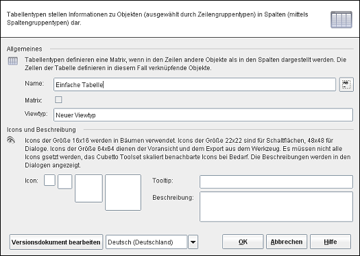 The table type editor