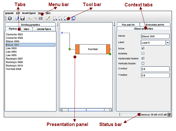 The user interface of the graphic editor