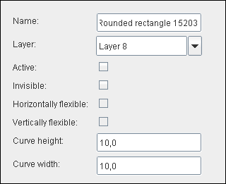 The Object properties for rounded off rectangles tab