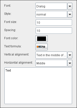 The Text properties tab