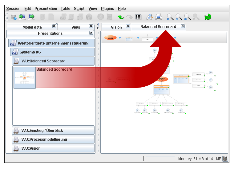 Opening a Presentation in the Model Editor