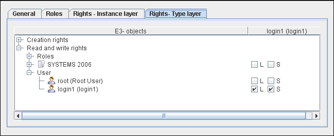 Edit rights of the Type Layer